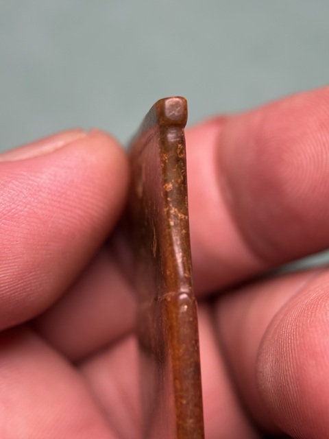 古玩玉器西周滿紅沁柄型器真品鑒賞圖