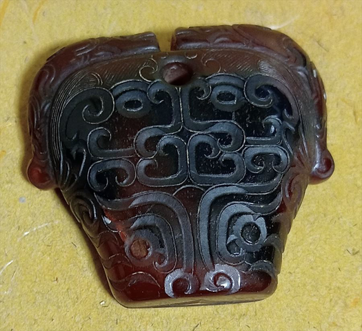 古玩玉器仿古獸面紋件真品鑒賞圖