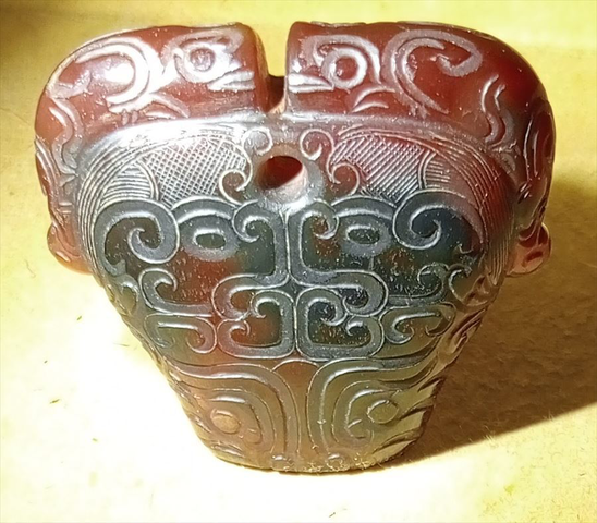 古玩玉器仿古獸面紋件真品鑒賞圖