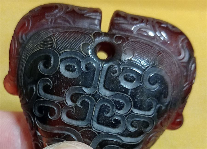 古玩玉器仿古獸面紋件真品鑒賞圖