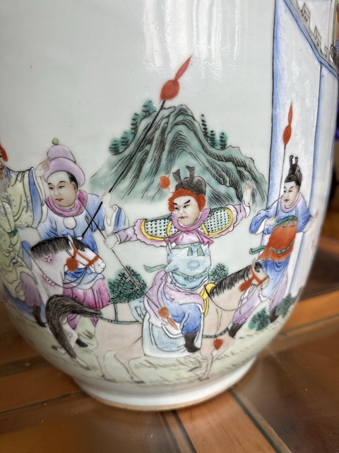 古玩陶瓷人物紋粉彩花盆拍賣,當前價格18880元