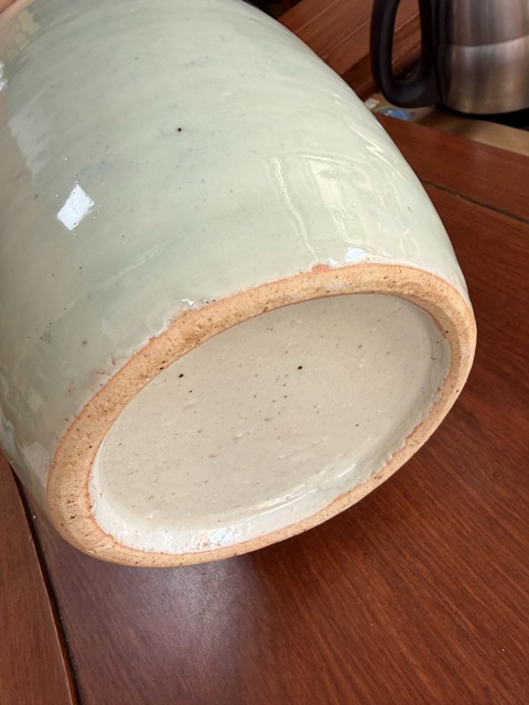 古玩陶瓷豆青釉青花博古圖冬瓜罐真品鑒賞圖