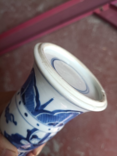 古玩陶瓷清康熙 青花獸面紋花觚真品鑒賞圖