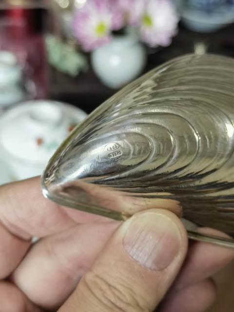 古玩雜項(xiàng)歐洲800純銀仿生扇貝碟真品鑒賞圖