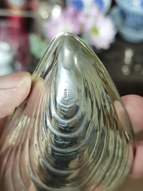 古玩雜項(xiàng)歐洲800純銀仿生扇貝碟真品鑒賞圖