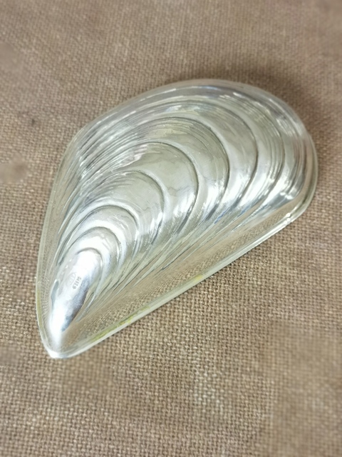 古玩雜項(xiàng)歐洲800純銀仿生扇貝碟真品鑒賞圖