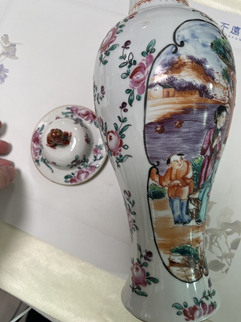 古玩陶瓷廣琺瑯人物故事紋雞腿瓶真品鑒賞圖