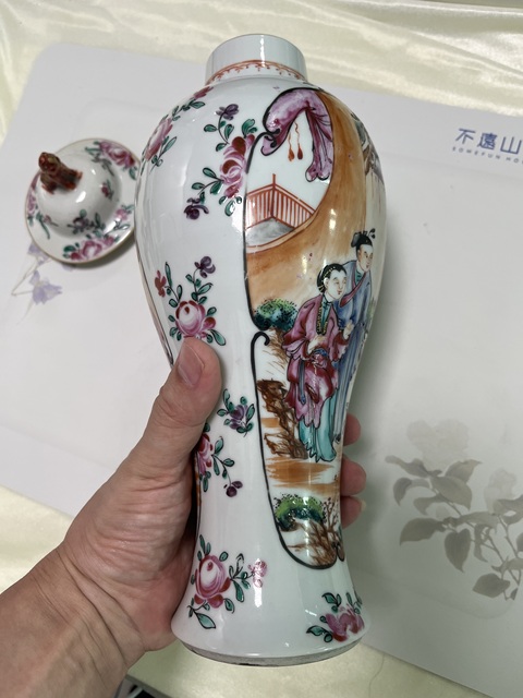 古玩陶瓷廣琺瑯人物故事紋雞腿瓶真品鑒賞圖