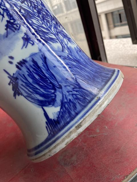 古玩陶瓷青花山水紋擺件真品鑒賞圖