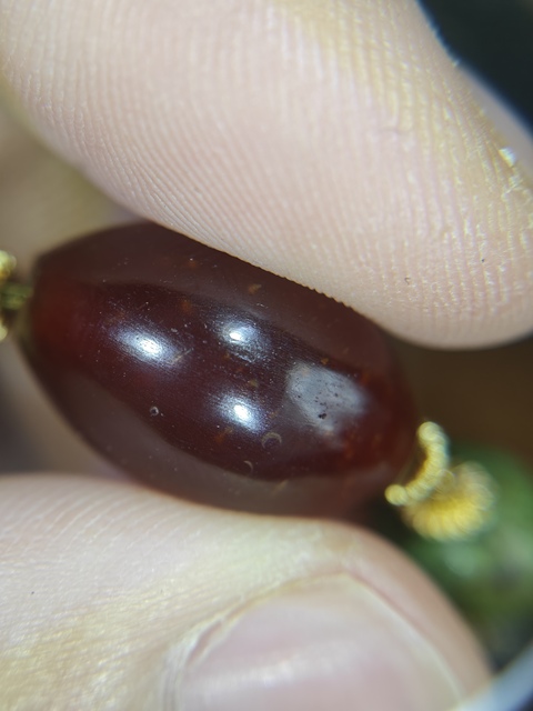 古玩雜項橄欖瑪瑙珠子真品鑒賞圖