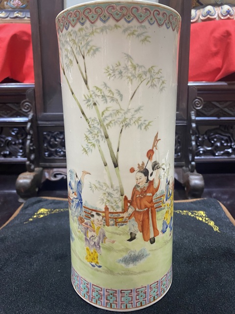 古玩陶瓷粉彩帽筒真品鑒賞圖
