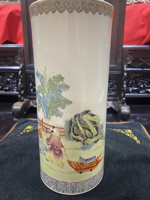 古玩陶瓷粉彩帽筒真品鑒賞圖