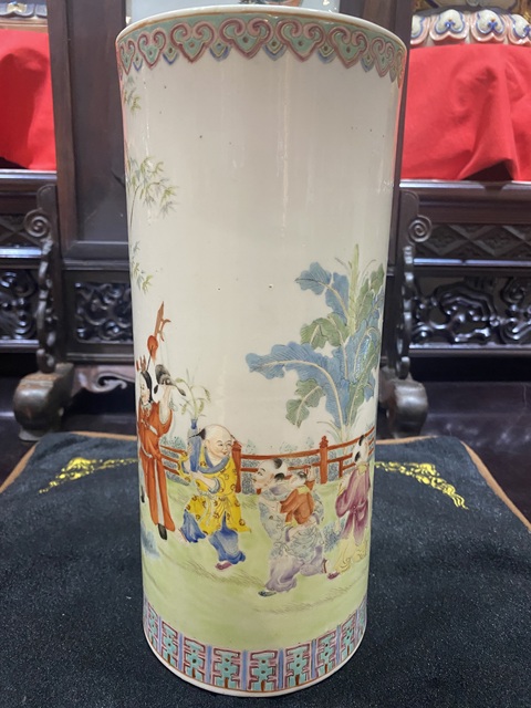 古玩陶瓷粉彩帽筒真品鑒賞圖