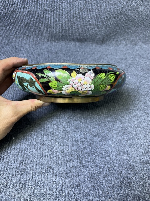 古玩雜項銅胎掐絲琺瑯福壽三多紋洗真品鑒賞圖