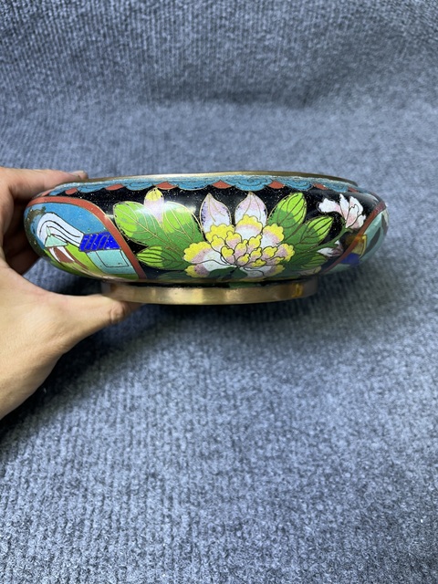 古玩雜項銅胎掐絲琺瑯福壽三多紋洗真品鑒賞圖