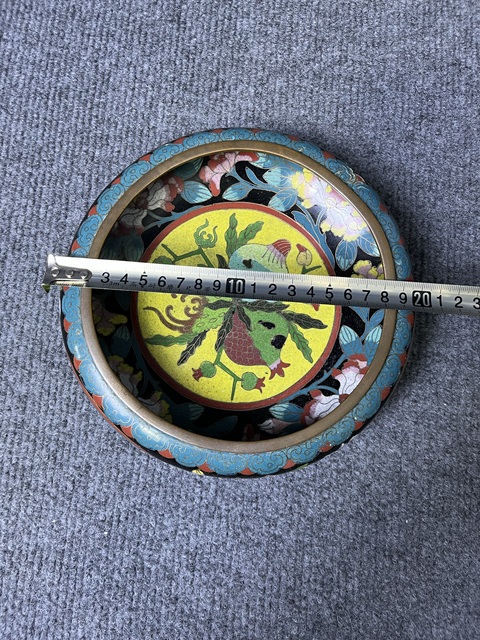 古玩雜項銅胎掐絲琺瑯福壽三多紋洗真品鑒賞圖