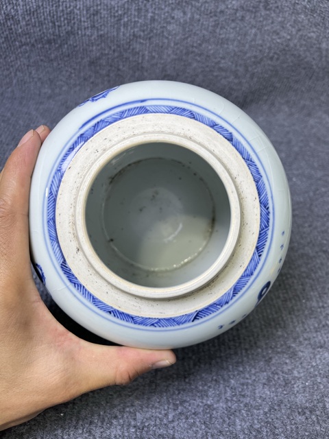 古玩陶瓷青花山水紋罐真品鑒賞圖
