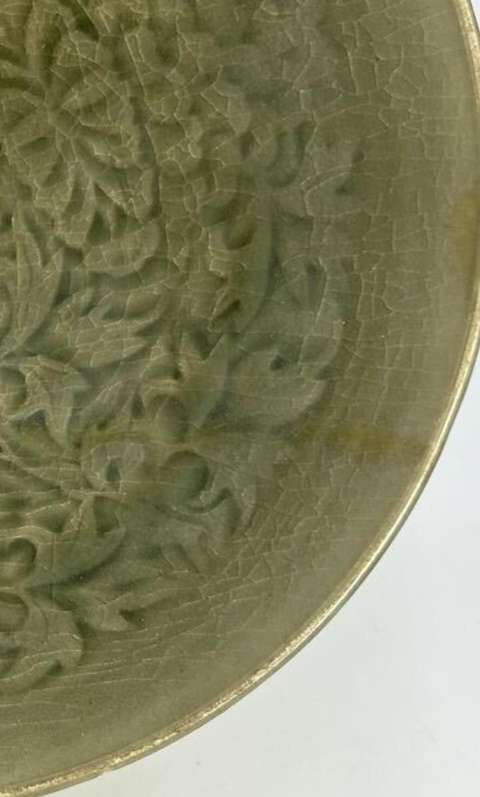 古玩陶瓷耀州窯青釉刻花大碗真品鑒賞圖