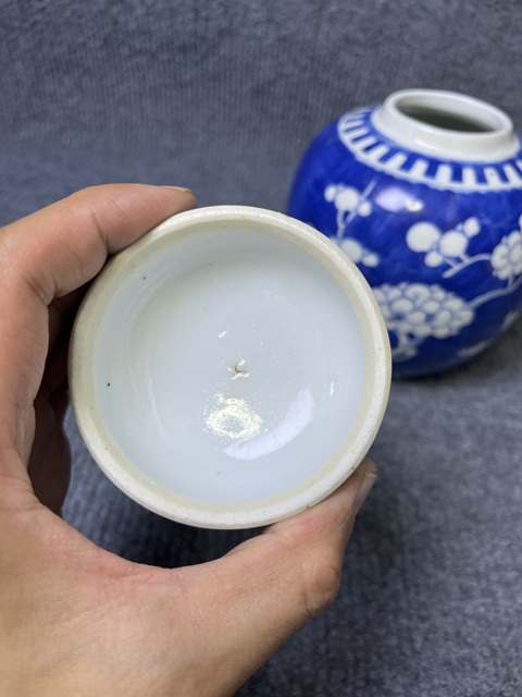 古玩陶瓷青花留白冰梅紋蓋罐真品鑒賞圖