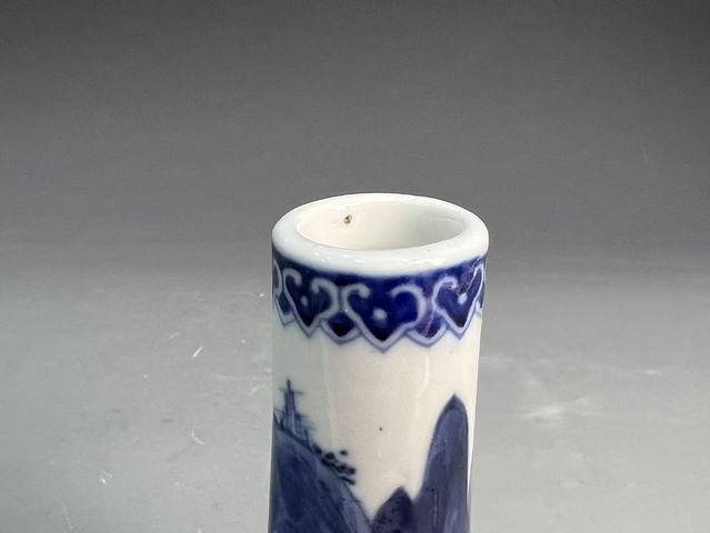 古玩陶瓷清晚期青花山水人物紋天球瓶真品鑒賞圖