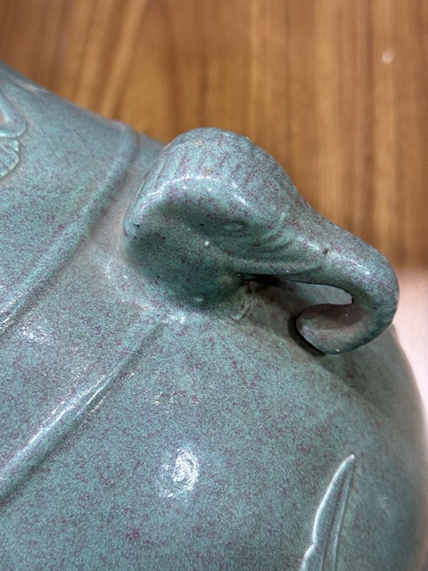 古玩陶瓷爐鈞釉象耳尊真品鑒賞圖