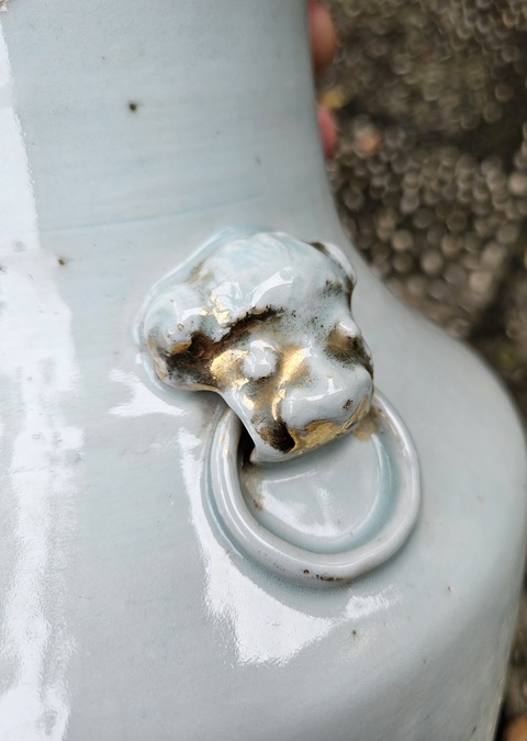 古玩陶瓷淺絳人物故事雙耳瓶真品鑒賞圖