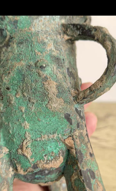 古玩銅器饕餮紋青銅爵真品鑒賞圖