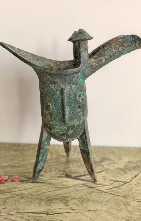 古玩銅器饕餮紋青銅爵真品鑒賞圖