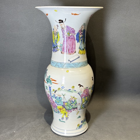 古玩陶瓷三星高照圖粉彩鳳尾尊真品鑒賞圖