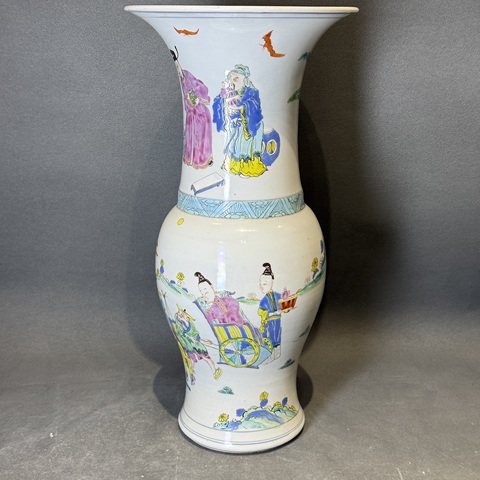 古玩陶瓷三星高照圖粉彩鳳尾尊真品鑒賞圖