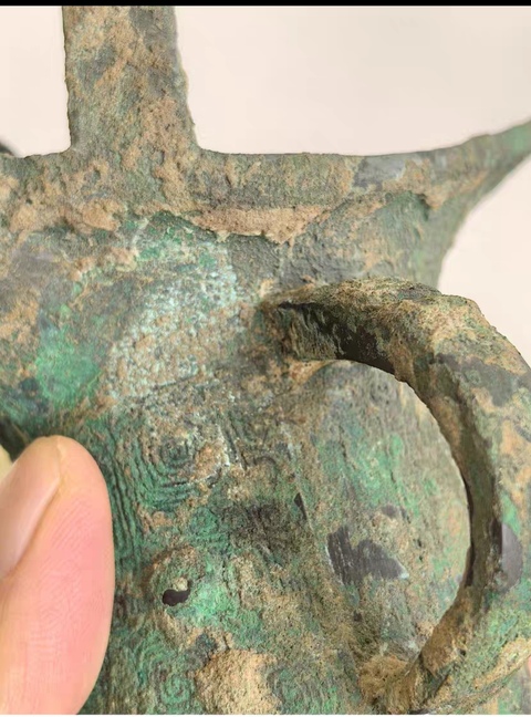 古玩銅器饕餮紋青銅爵真品鑒賞圖