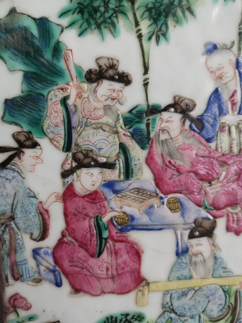 古玩陶瓷粉彩人物故事瓷板真品鑒賞圖