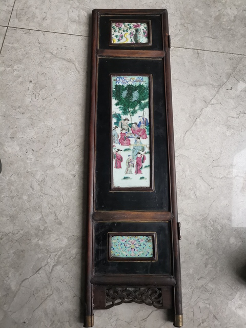 古玩陶瓷粉彩人物故事瓷板真品鑒賞圖