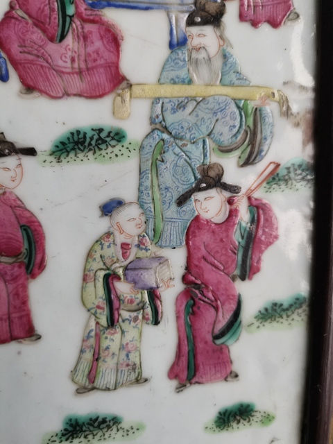 古玩陶瓷粉彩人物故事瓷板真品鑒賞圖