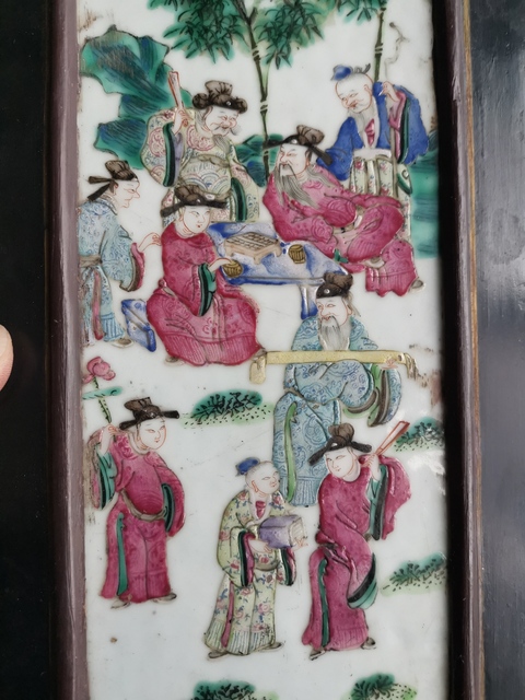 古玩陶瓷粉彩人物故事瓷板真品鑒賞圖