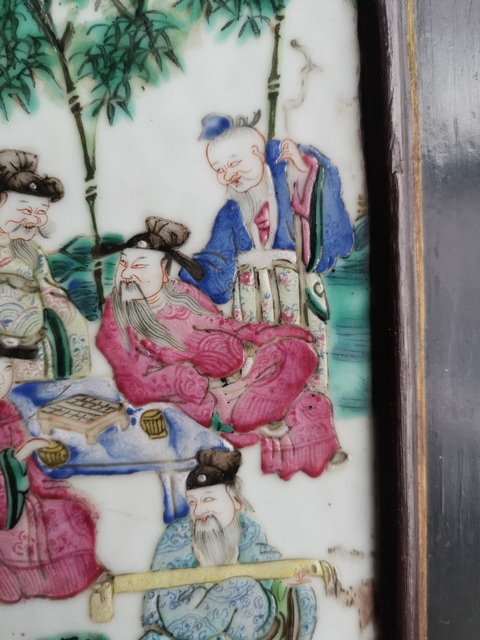 古玩陶瓷粉彩人物故事瓷板真品鑒賞圖