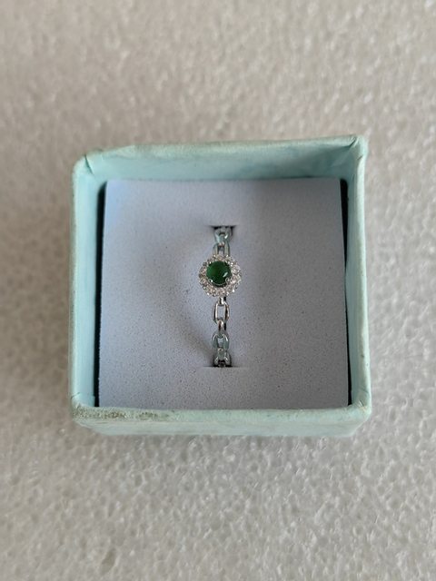 古玩玉器天然翡翠鑲嵌戒指真品鑒賞圖