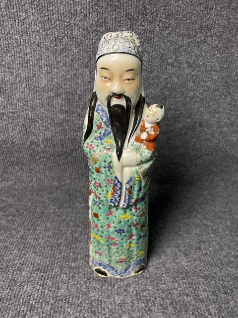 古玩陶瓷粉彩福星塑像真品鑒賞圖