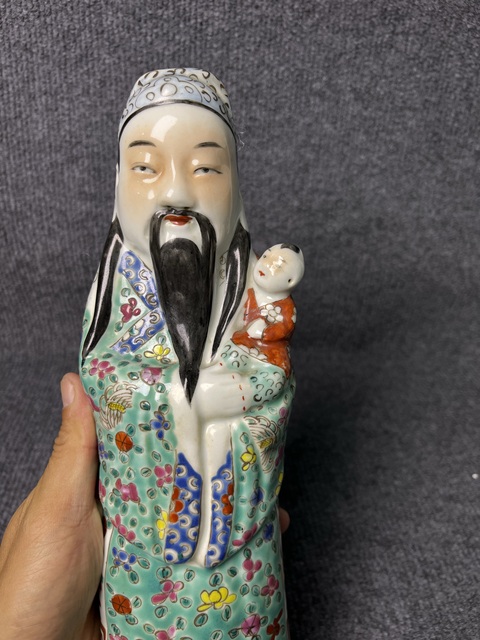 古玩陶瓷粉彩福星塑像真品鑒賞圖