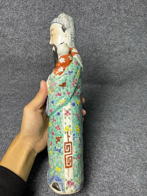 古玩陶瓷粉彩福星塑像真品鑒賞圖