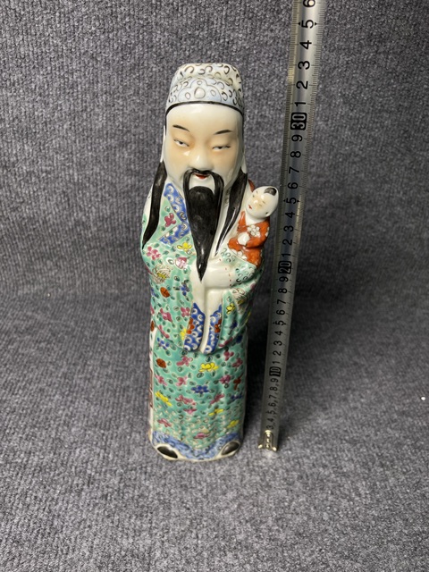 古玩陶瓷粉彩福星塑像真品鑒賞圖
