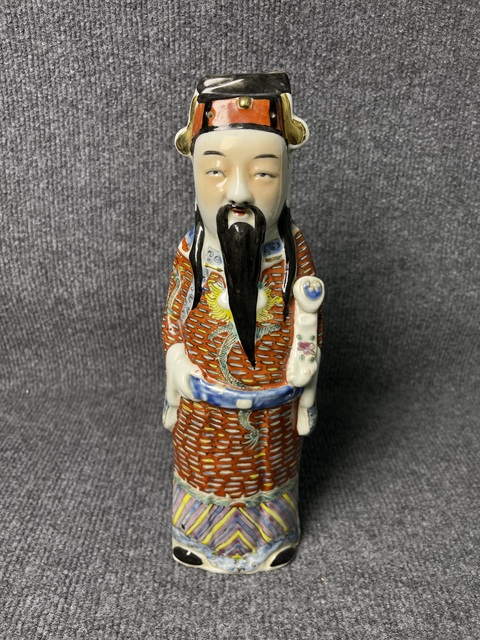 古玩陶瓷粉彩祿星塑像真品鑒賞圖