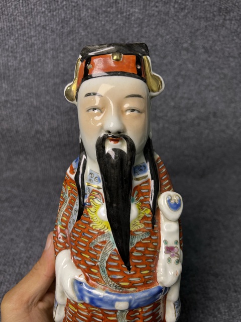 古玩陶瓷粉彩祿星塑像真品鑒賞圖