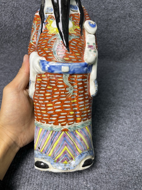 古玩陶瓷粉彩祿星塑像真品鑒賞圖