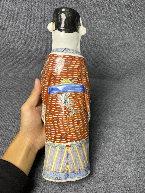 古玩陶瓷粉彩祿星塑像真品鑒賞圖