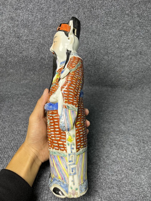 古玩陶瓷粉彩祿星塑像真品鑒賞圖