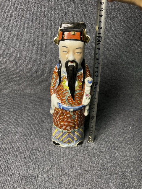 古玩陶瓷粉彩祿星塑像真品鑒賞圖