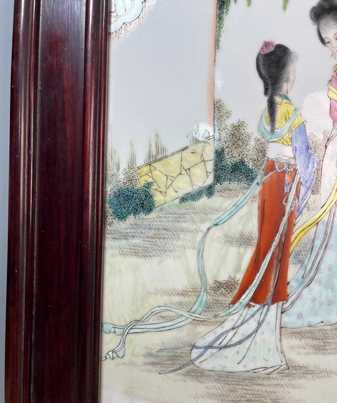 古玩陶瓷粉彩人物故事瓷板真品鑒賞圖