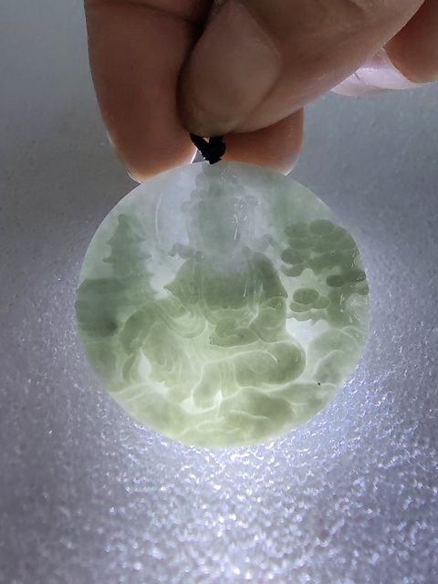 古玩玉器天然翡翠“觀音牌”真品鑒賞圖
