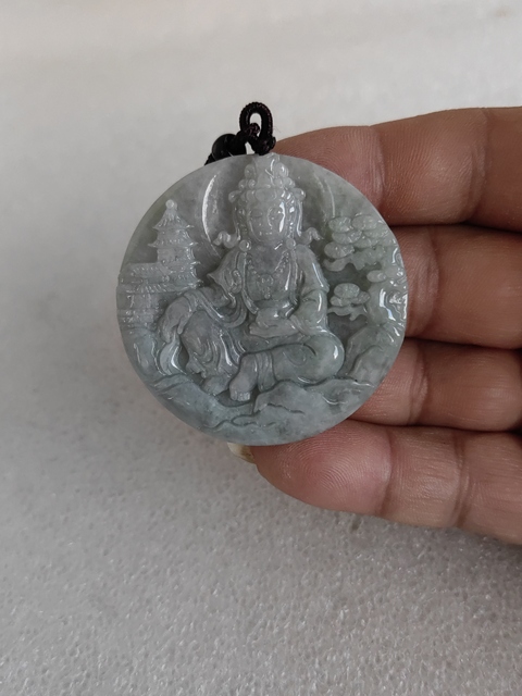 古玩玉器天然翡翠“觀音牌”真品鑒賞圖